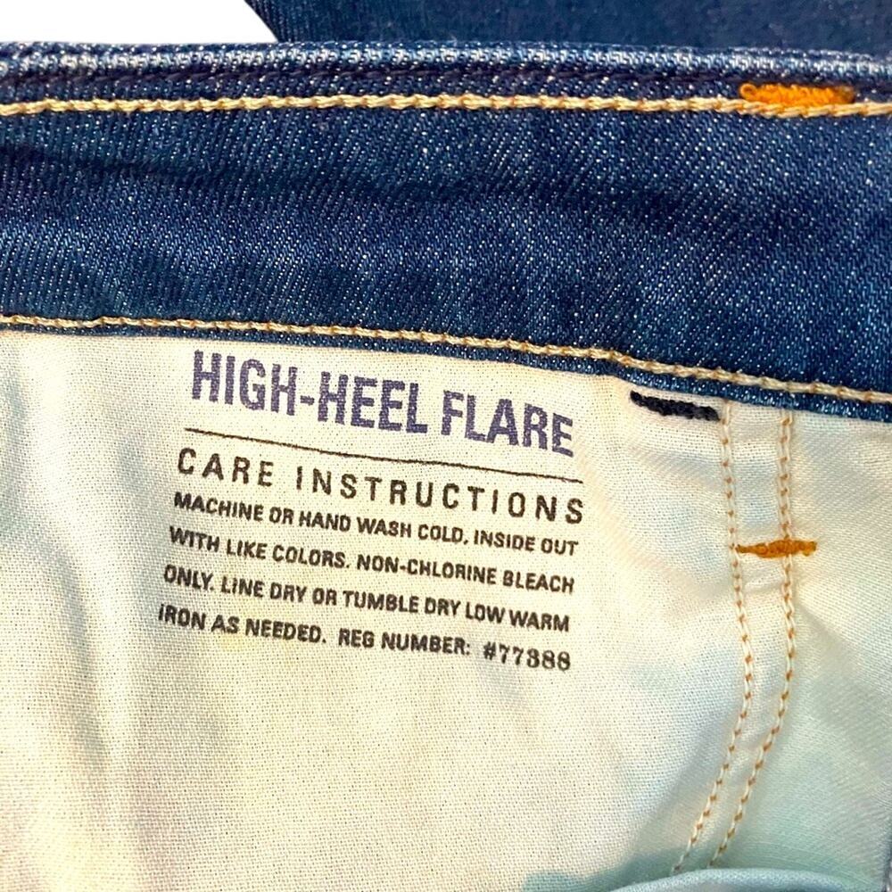 J.Crew Dark Indigo High-Heel Flare Jeans Womens S 25 Orange Contrast Stitching - Picture 6 of 6